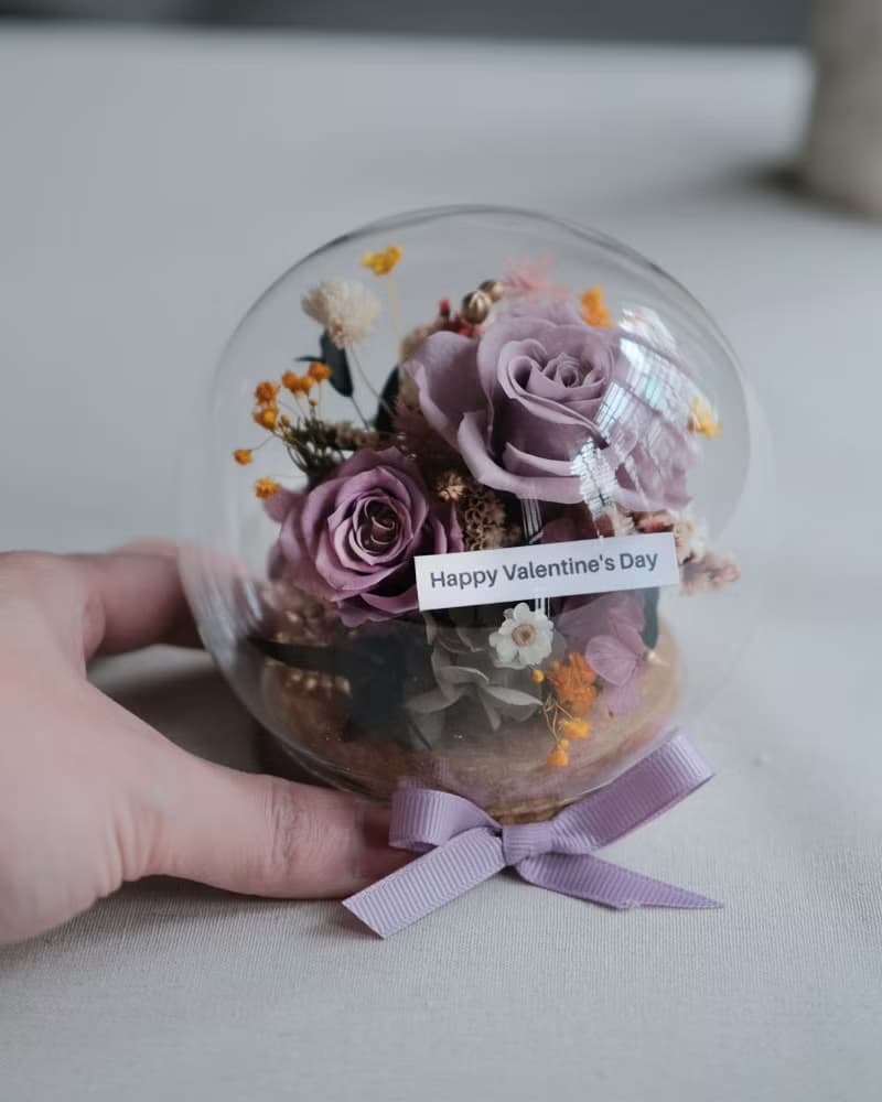 永生花/乾燥花圓球泡泡玻璃盅/8款/生日禮物/情人節禮物/七夕禮物