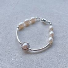 優雅紫天然珍珠純銀手鍊