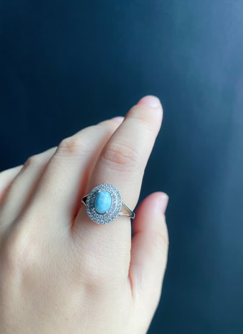 海紋石 拉利瑪 紓緩 戒指 水晶 天然石 禮物 S925活動戒圍