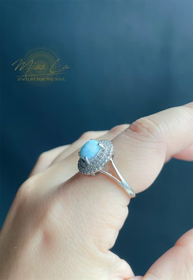 海紋石 拉利瑪 紓緩 戒指 水晶 天然石 禮物 S925活動戒圍