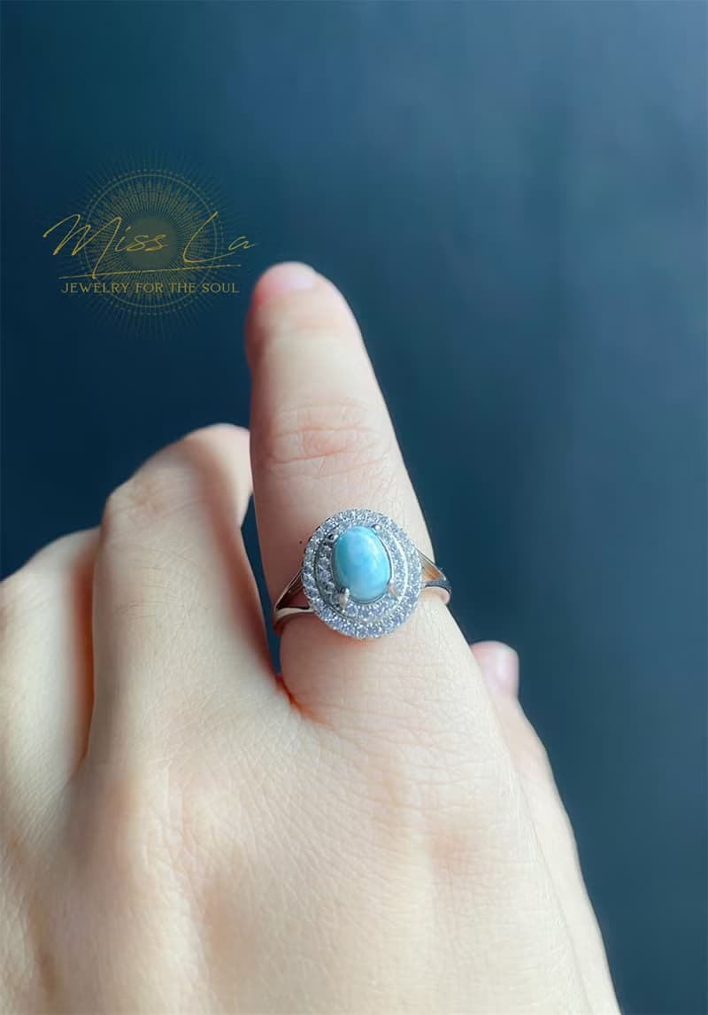 海紋石 拉利瑪 紓緩 戒指 水晶 天然石 禮物 S925活動戒圍