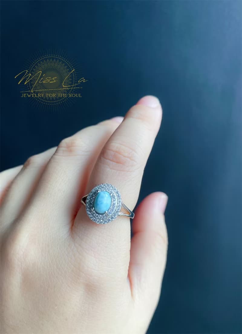 海紋石 拉利瑪 紓緩 戒指 水晶 天然石 禮物 S925活動戒圍