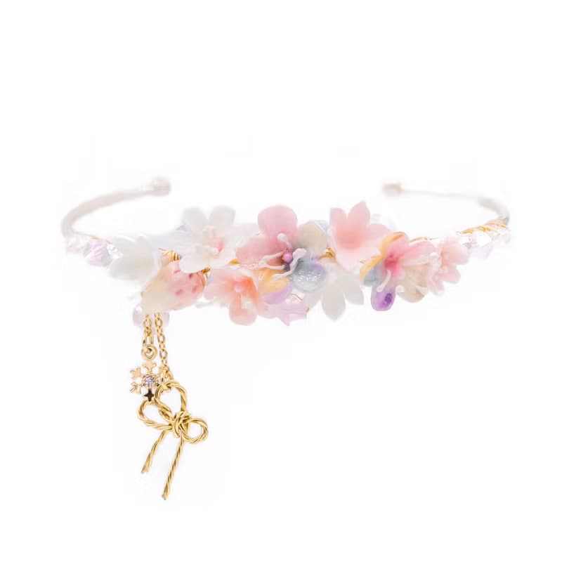 AURORA: 雪夜幻彩花束鍍14K金手鐲 - 手工飾品