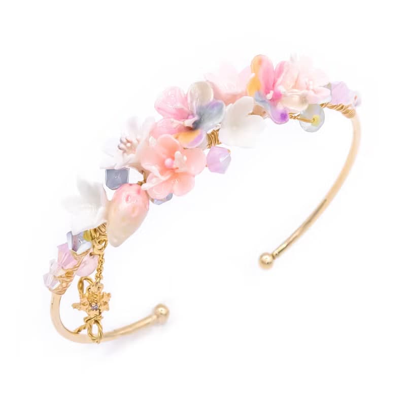 AURORA: 雪夜幻彩花束鍍14K金手鐲 - 手工飾品