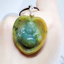 【純翠】天然翡翠 藍綠黃三彩心中有佛彌勒佛 佛系畢業禮物 附證