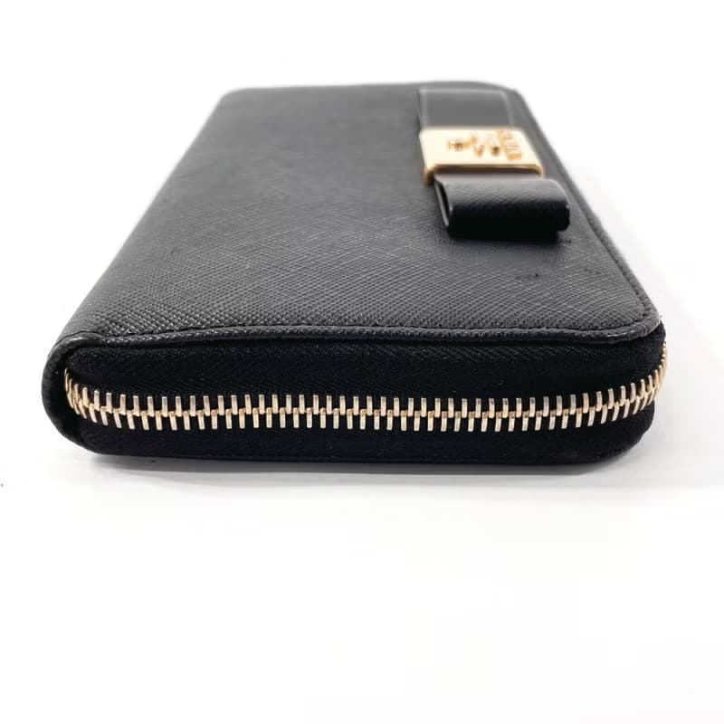 【日本直送 中古美品】プラダ PRADA 長財布 サフィアーノレザー ブラック リボン ジッピーウォレット