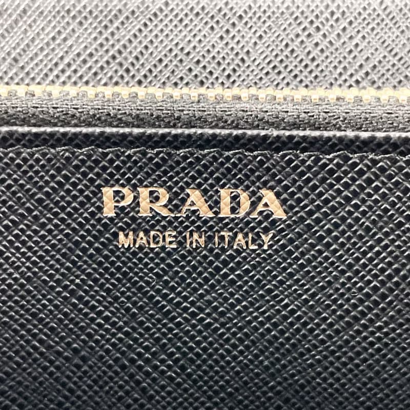 【日本直送 中古美品】プラダ PRADA 長財布 サフィアーノレザー ブラック リボン ジッピーウォレット