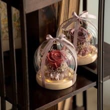 永生玫瑰花小夜燈 生日禮物 乾燥花 乾燥花玻璃罩 交換禮物 情人