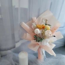 韓式-黃綠愛戀-索拉乾燥擴香花束畢業 老師禮物