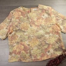 大號 | 復古黃色女式襯衫 | 短袖上衣| 女士日本複古服裝