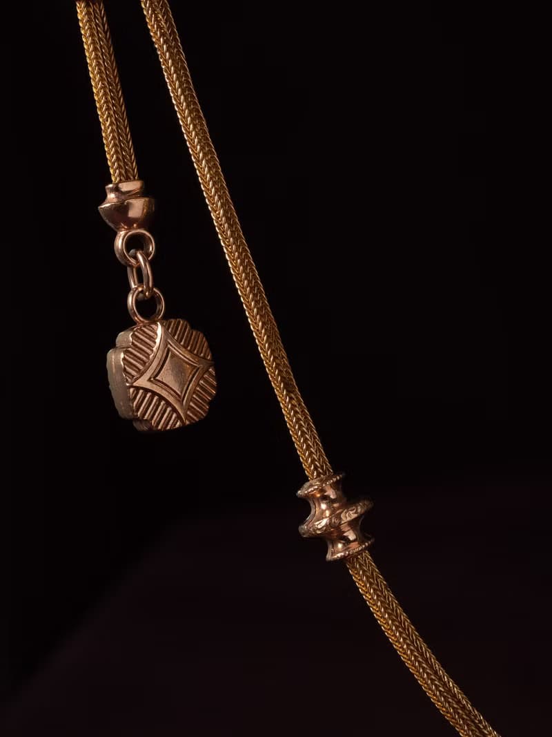 20世紀初期 法國 Art Deco 幾何包金懷錶鍊 (可做手鍊或延伸鍊)