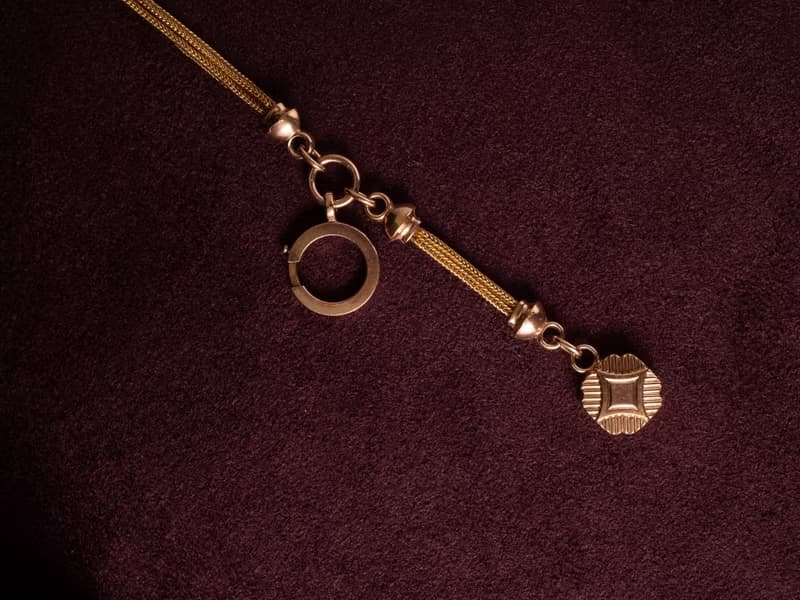 20世紀初期 法國 Art Deco 幾何包金懷錶鍊 (可做手鍊或延伸鍊)