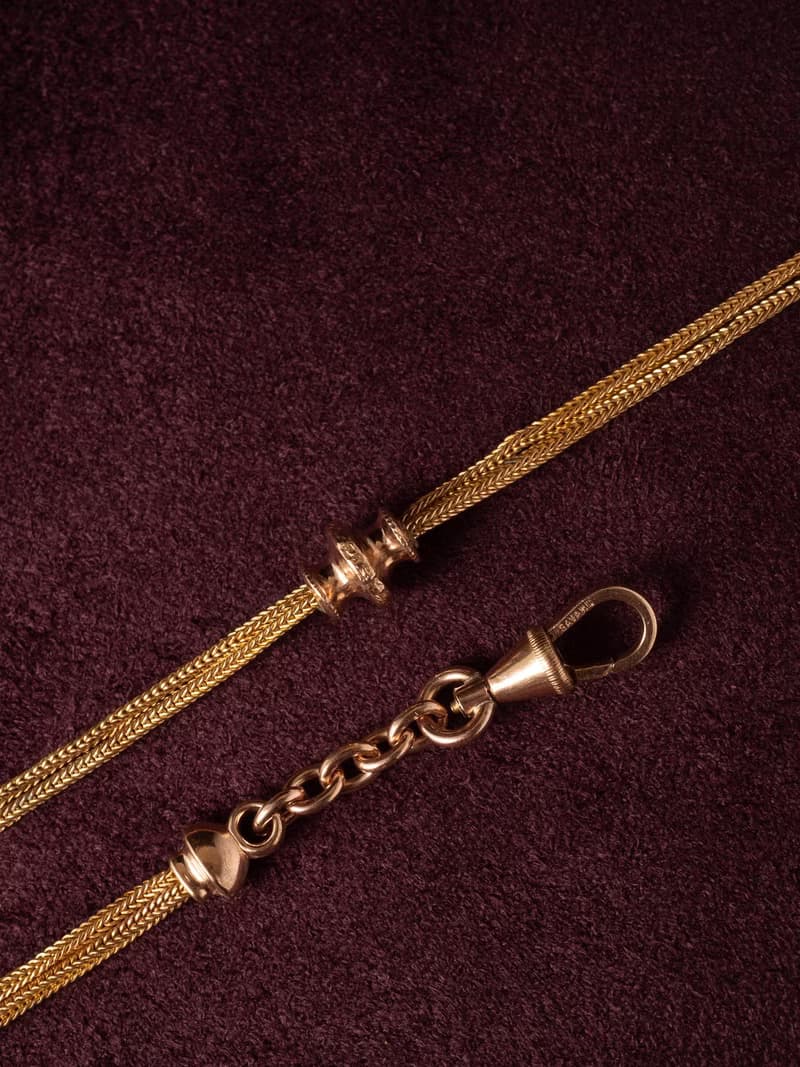 20世紀初期 法國 Art Deco 幾何包金懷錶鍊 (可做手鍊或延伸鍊)