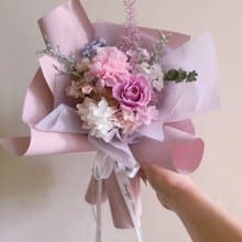 美好時光 | 粉紫不凋花花束、永生花花束、情人節、求婚花
