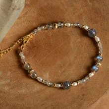 【神山晶礦】堇青拉長珍珠手鍊/堇青/拉長/珍珠