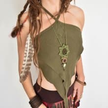 Pointy summer cotton top, backless pixie cotton tie top