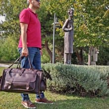 Handmade Genuine Leather Travel Bag, Leather Carryall Bag, Weekender Bag.