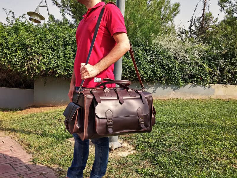 Handmade Genuine Leather Travel Bag, Leather Carryall Bag, Weekender Bag.