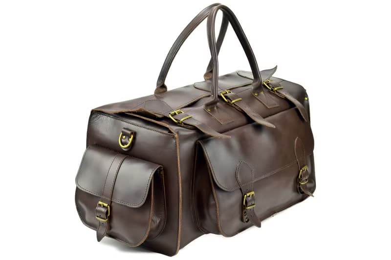 Handmade Genuine Leather Travel Bag, Leather Carryall Bag, Weekender Bag.