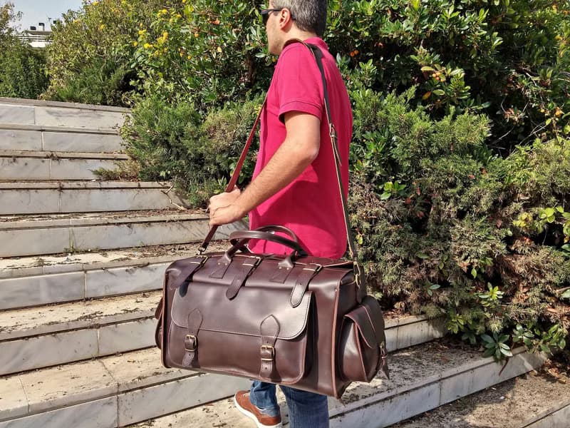 Handmade Genuine Leather Travel Bag, Leather Carryall Bag, Weekender Bag.