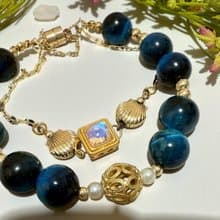 海願星語手鍊 藍虎眼 白貝珠 星空琉璃 海洋守護 招財