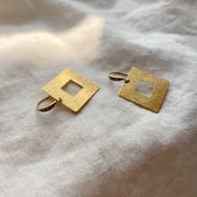 金色方方-黃銅耳環-可改夾