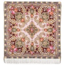 Pavlovo Posad Russian Shawl 100% Wool Scarf 125x125 cm Wrap Silk Fringe 1782-53