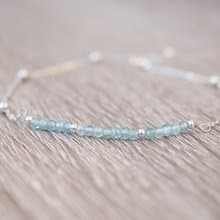 Aquamarine Bracelet, 925 Silver, Pisces stone, Aquarius crystal, Christmas gift