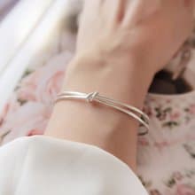 925純銀 幸運小結 C型 實心 開口式 手環 免費送禮包裝