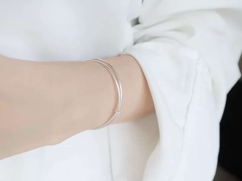 925純銀 幸運小結 C型 實心 開口式 手環 免費送禮包裝