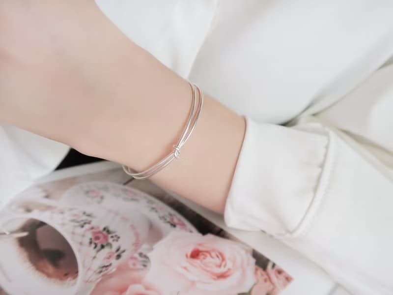 925純銀 幸運小結 C型 實心 開口式 手環 免費送禮包裝