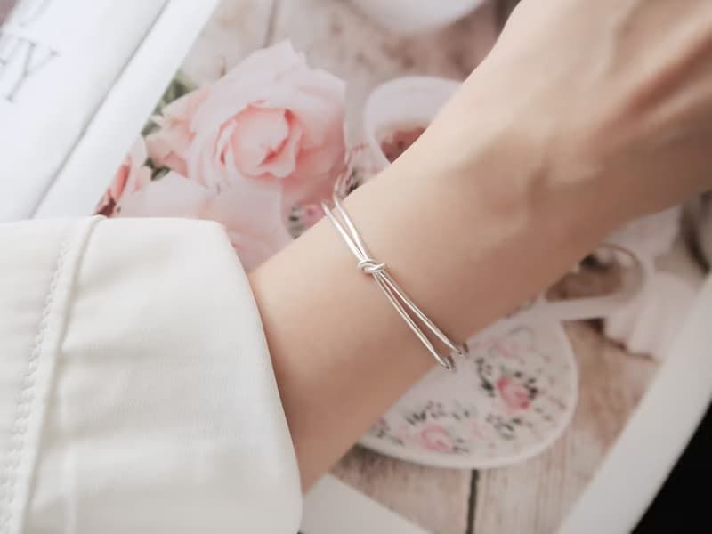 925純銀 幸運小結 C型 實心 開口式 手環 免費送禮包裝