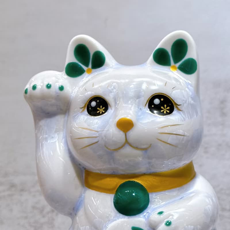 【晶藤必勝】日本清水燒招財貓 | 花結晶 藤 必勝 右