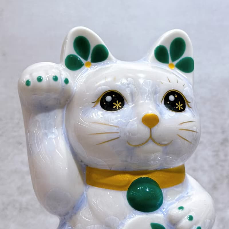 【晶藤必勝】日本清水燒招財貓 | 花結晶 藤 必勝 右