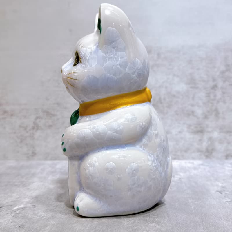 【晶藤必勝】日本清水燒招財貓 | 花結晶 藤 必勝 右