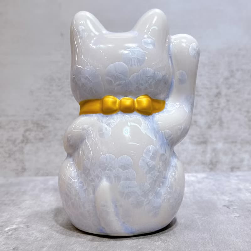 【晶藤必勝】日本清水燒招財貓 | 花結晶 藤 必勝 右