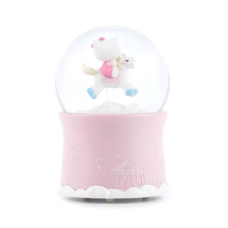 Hello Kitty旋轉木馬 水晶球音樂盒 情人節結婚彌月聖誕交換禮物