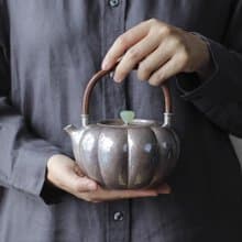 手工純銀紫皮南瓜壺  一張口打出