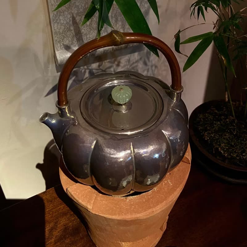 手工純銀紫皮南瓜壺  一張口打出