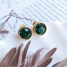Vintage Jewelry 西洋古董飾品 SWAROVSKI 深邃綠 針式耳環