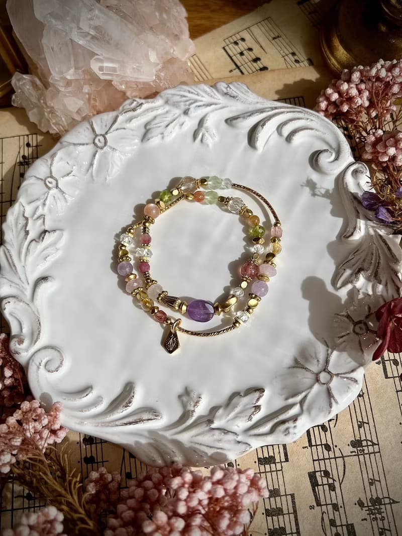 -花之樂曲-天然水晶手鏈/黃銅手鍊