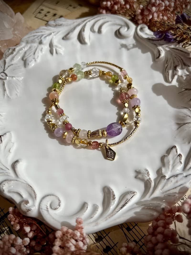 -花之樂曲-天然水晶手鏈/黃銅手鍊