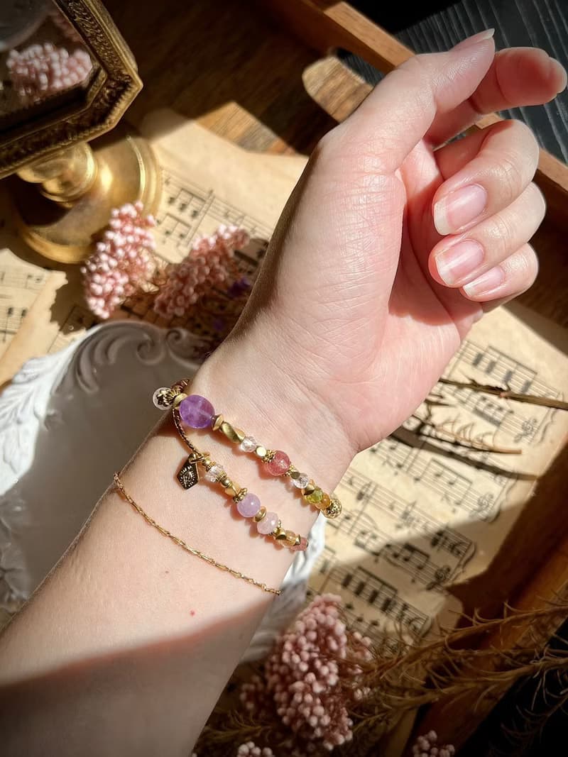 -花之樂曲-天然水晶手鏈/黃銅手鍊