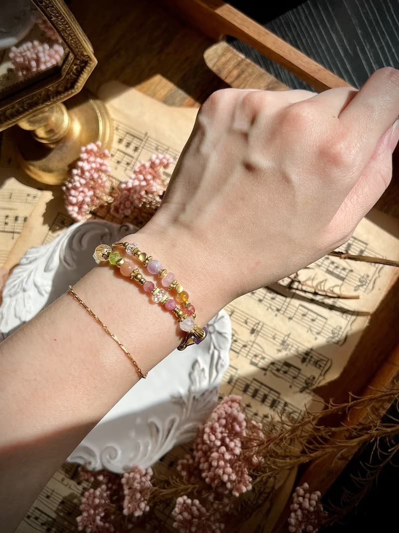 -花之樂曲-天然水晶手鏈/黃銅手鍊