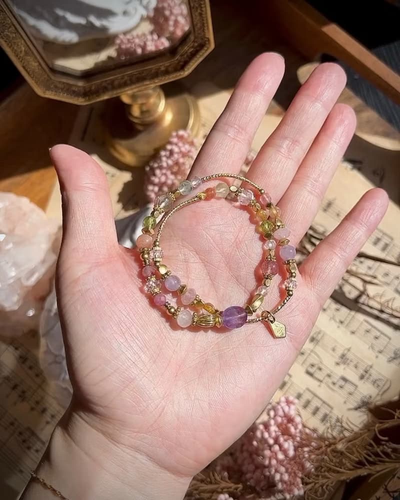 -花之樂曲-天然水晶手鏈/黃銅手鍊