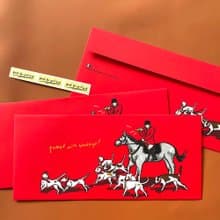 旺福滿袋絨膚感橫式大紅包袋利是封 附專屬封口貼紙 3入組