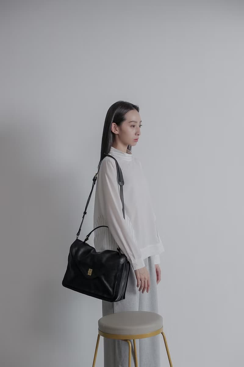 supportingrole 簡約設計真皮手提肩背2用信封包側背包 黑