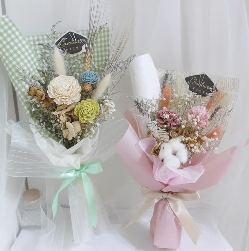 畢業老師禮物花束向日葵 情人節禮物花束 學士帽畢業乾燥永生花七