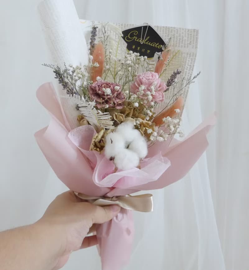 畢業老師禮物花束向日葵 情人節禮物花束 學士帽畢業乾燥永生花七