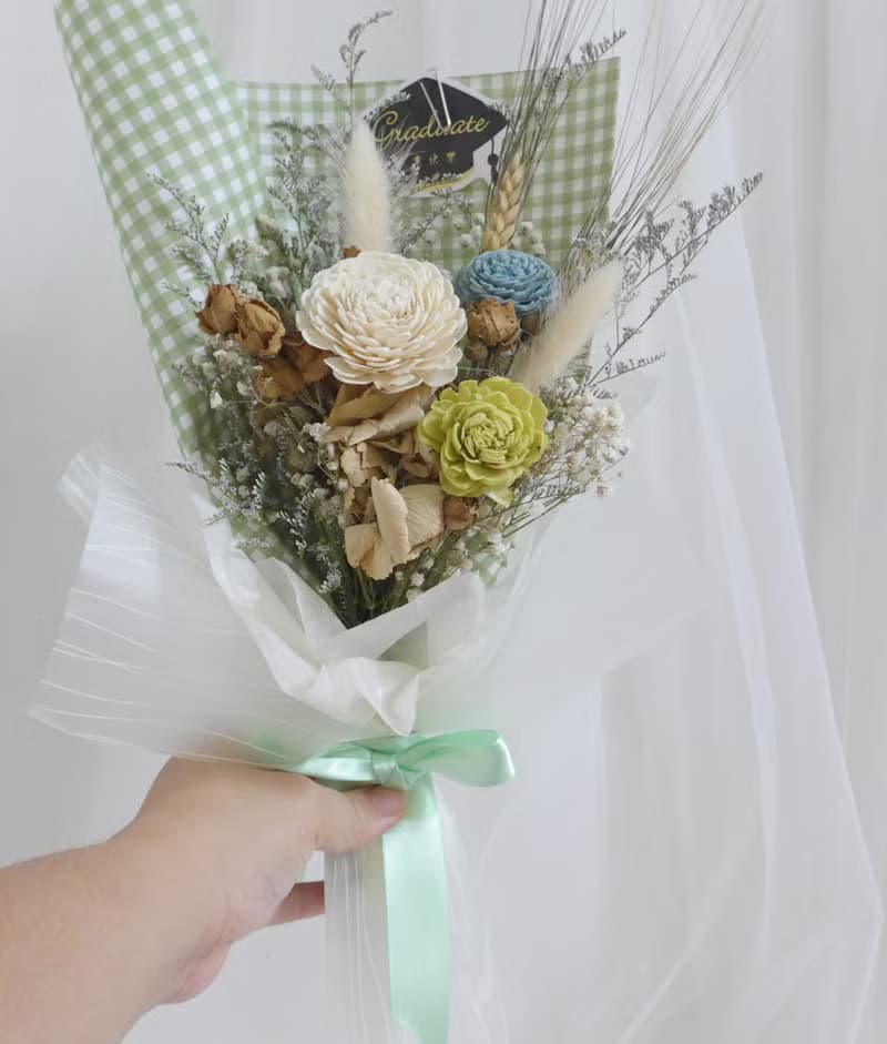 畢業老師禮物花束向日葵 情人節禮物花束 學士帽畢業乾燥永生花七